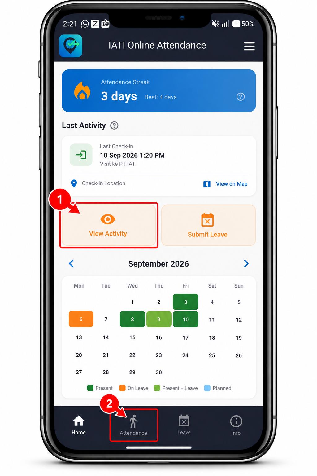 Sales Reps view in IATI Attendance